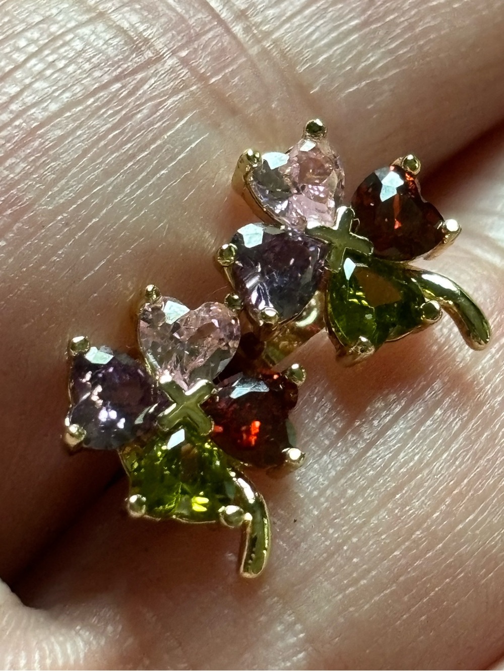 Multicolor 4 Leaf Clover Studs 18k Gold Plated 🍀